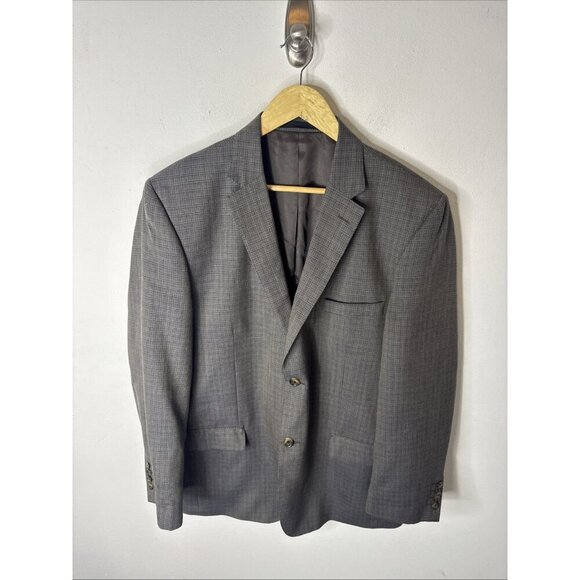 Austin Reed Blazer Men’s 42 100% Wool Gray Windowpane Check Sport Coat - Picture 1 of 8